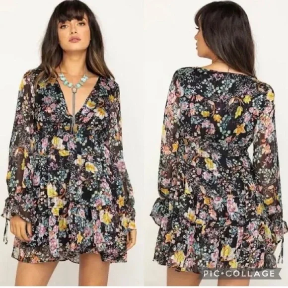 Free People Closer to the Heart Black Ruffled Tiered
Mini Dress NWT - Picture 3 of 7